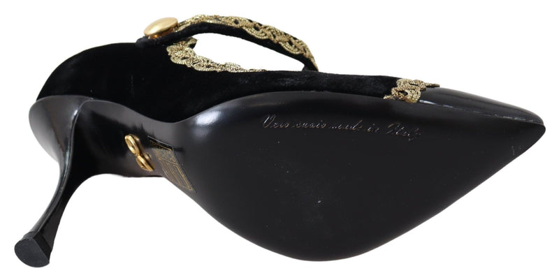 Escarpins Mary Jane Dolce &amp; Gabbana en velours noir et or