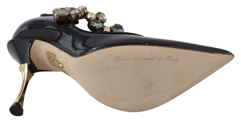 Escarpins Mary Jane Dolce &amp; Gabbana en cuir noir et cristaux