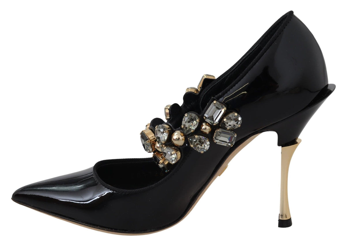 Escarpins Mary Jane Dolce &amp; Gabbana en cuir noir et cristaux