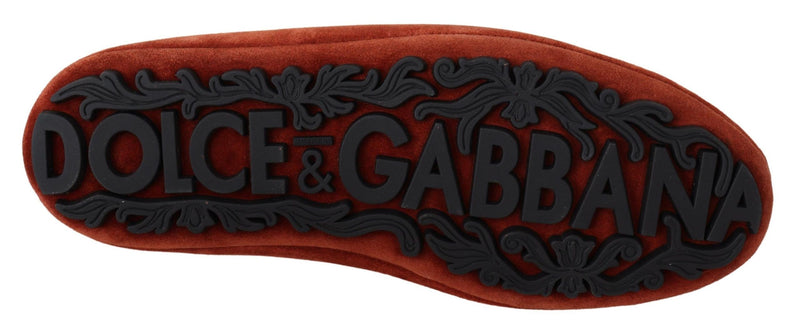 Mocassins Dolce &amp; Gabbana en cuir orange à couronne de cristal