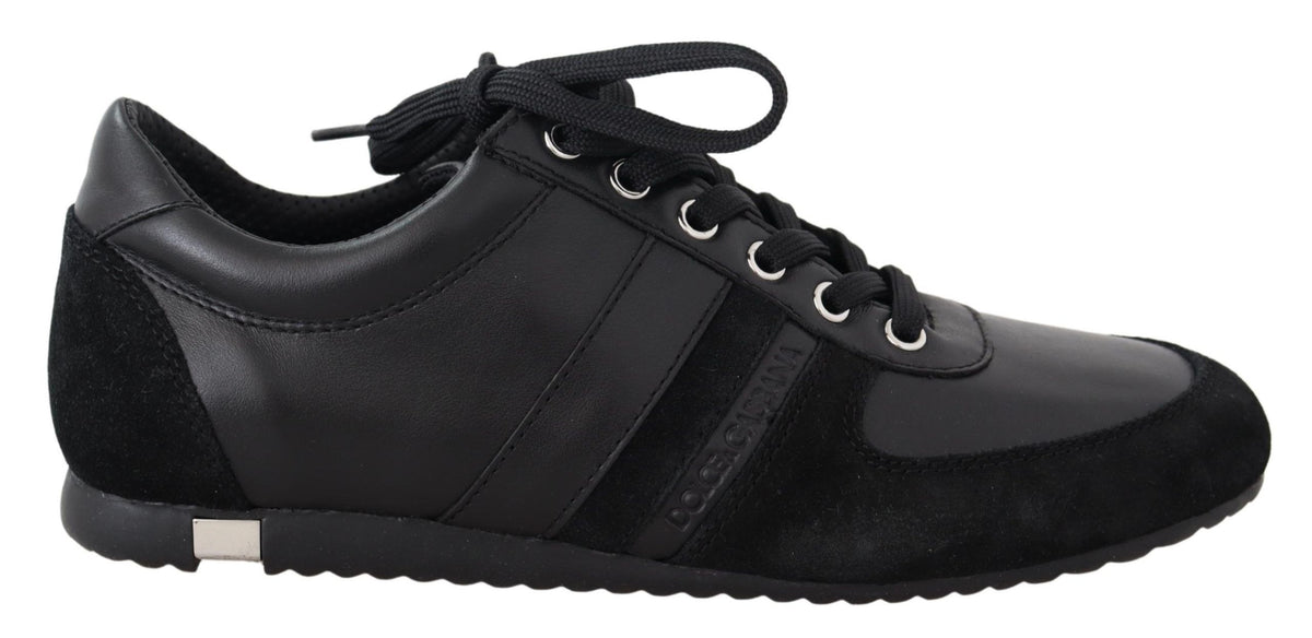 Baskets décontractées en cuir noir à logo Dolce & Gabbana
