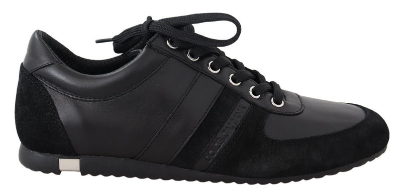 Dolce & Gabbana Zwarte Logo Leren Casual Sneakers Schoenen