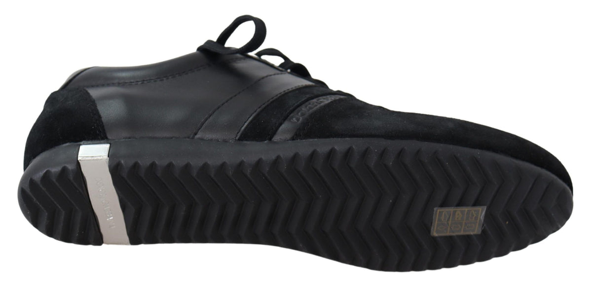 Baskets décontractées en cuir noir à logo Dolce & Gabbana