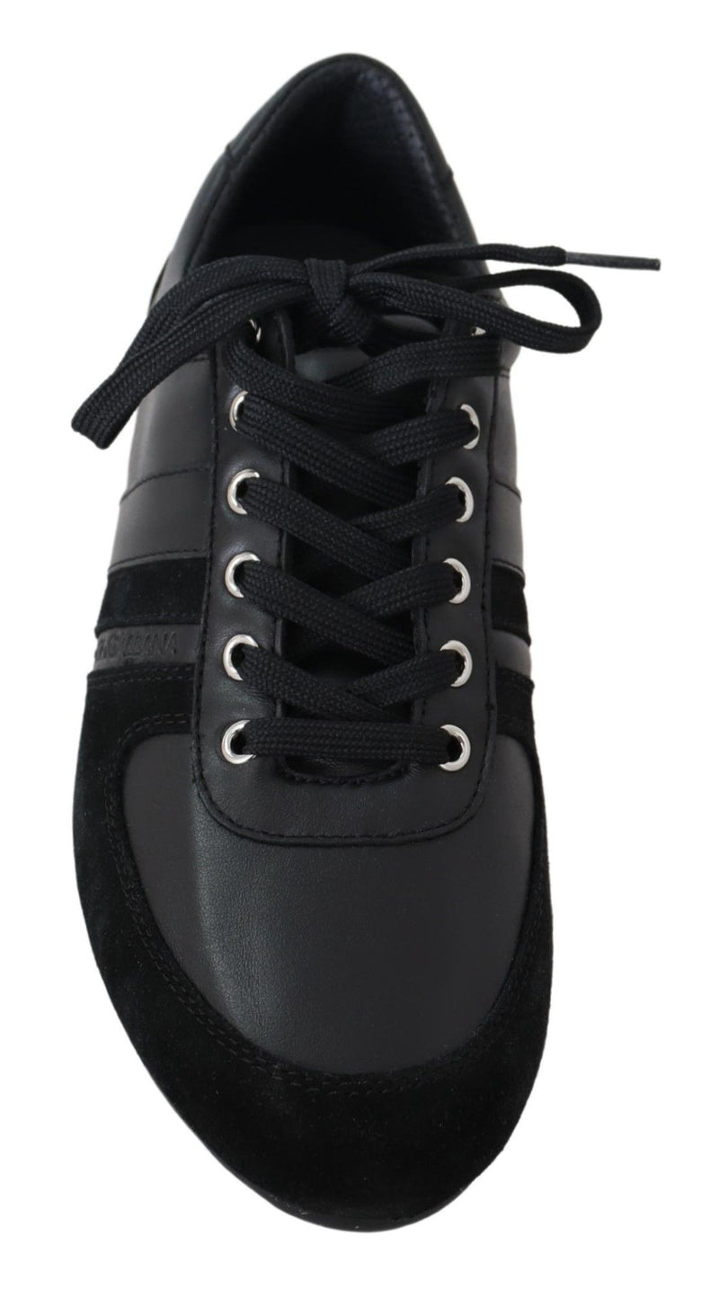 Dolce & Gabbana Zwarte Logo Leren Casual Sneakers Schoenen