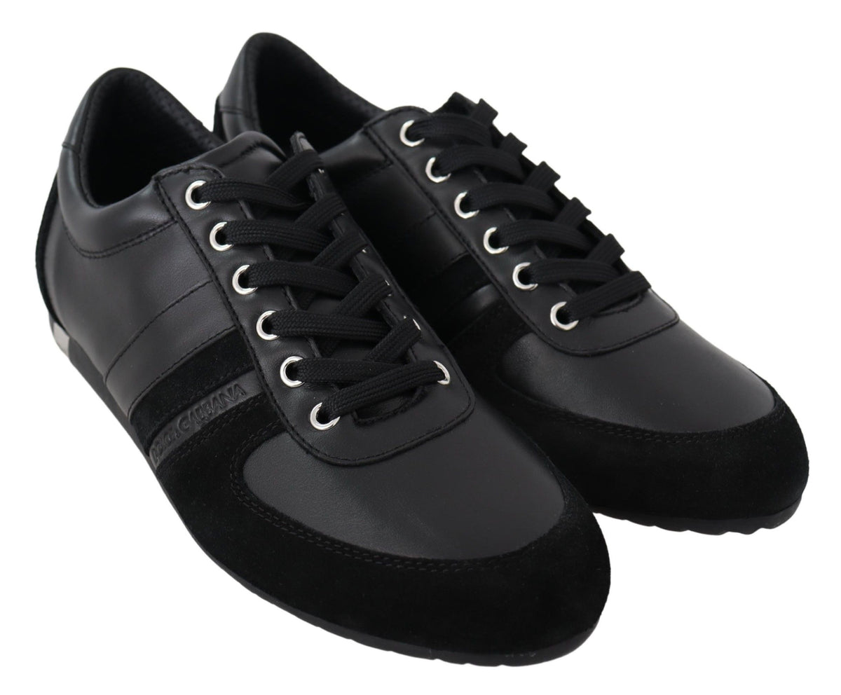 Baskets décontractées en cuir noir à logo Dolce & Gabbana
