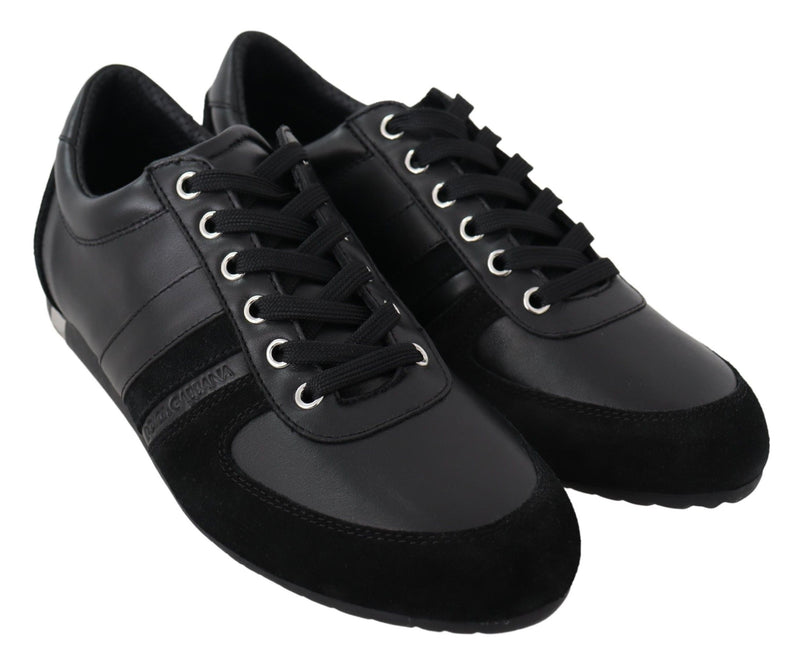 Dolce & Gabbana Zwarte Logo Leren Casual Sneakers Schoenen