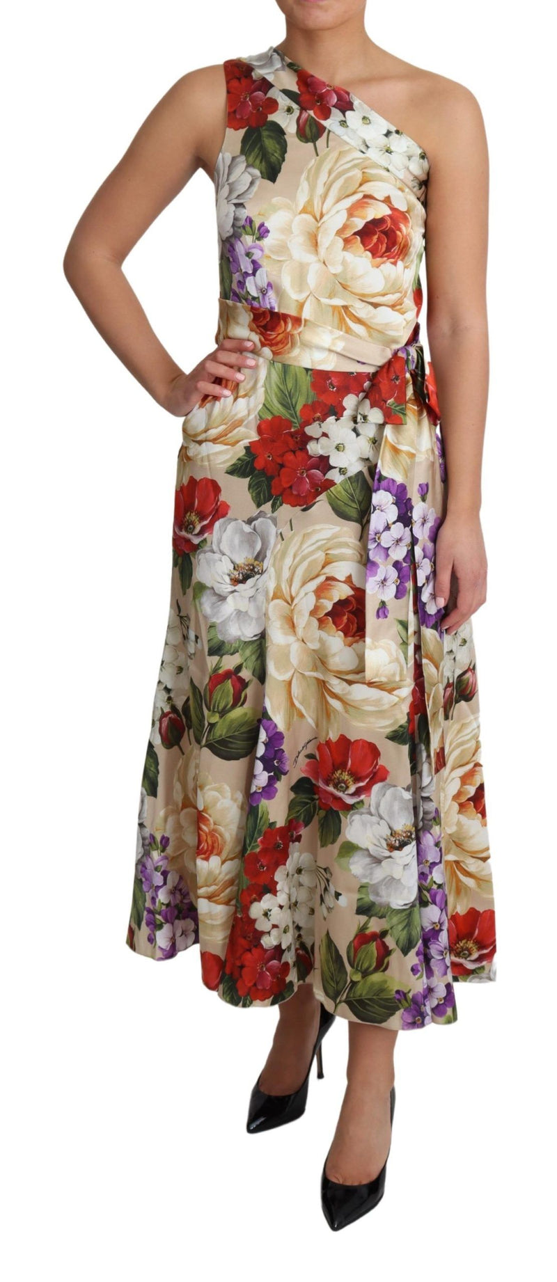 Robe asymétrique Dolce &amp; Gabbana en soie stretch imprimée à fleurs