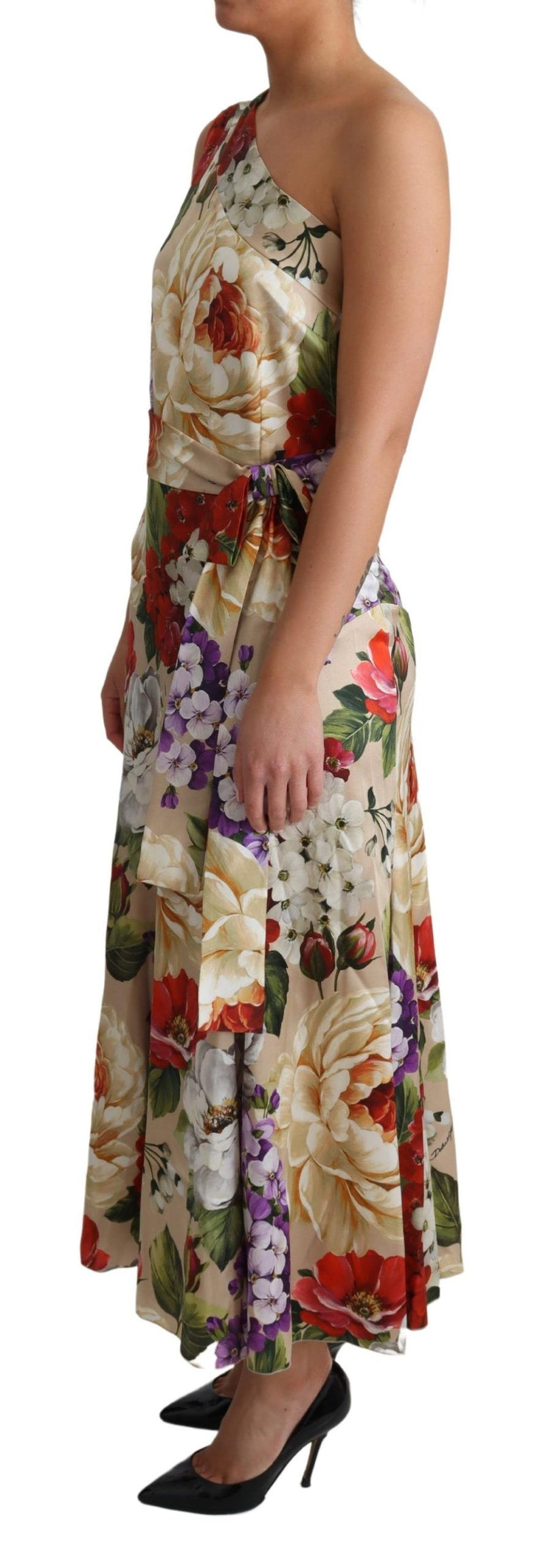 Robe asymétrique Dolce &amp; Gabbana en soie stretch imprimée à fleurs