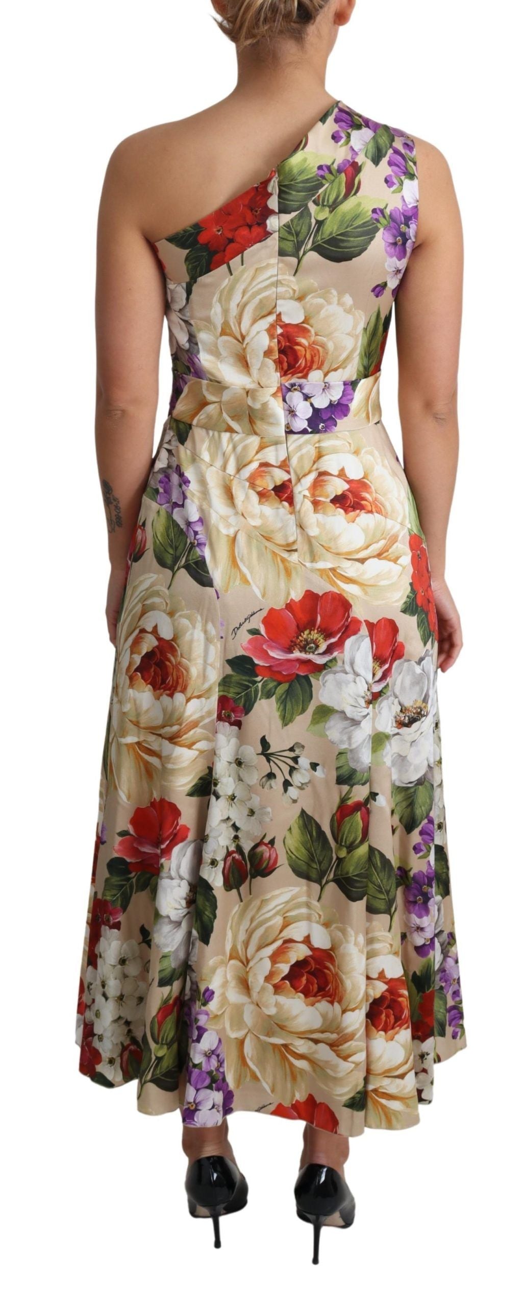 Robe asymétrique Dolce &amp; Gabbana en soie stretch imprimée à fleurs