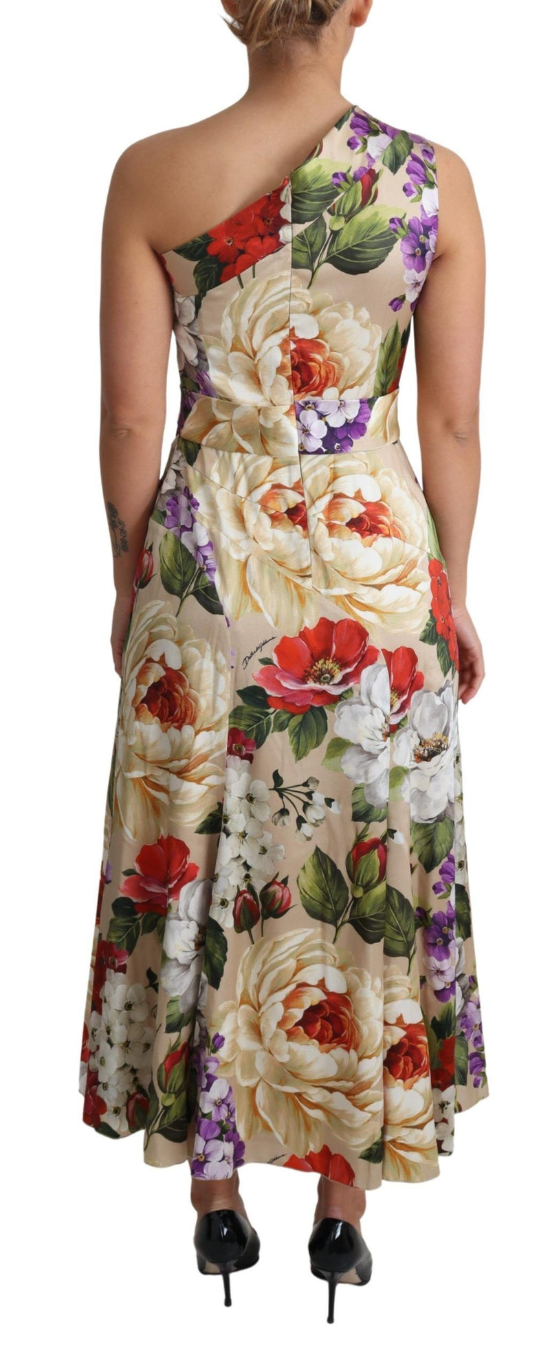 Robe asymétrique Dolce &amp; Gabbana en soie stretch imprimée à fleurs