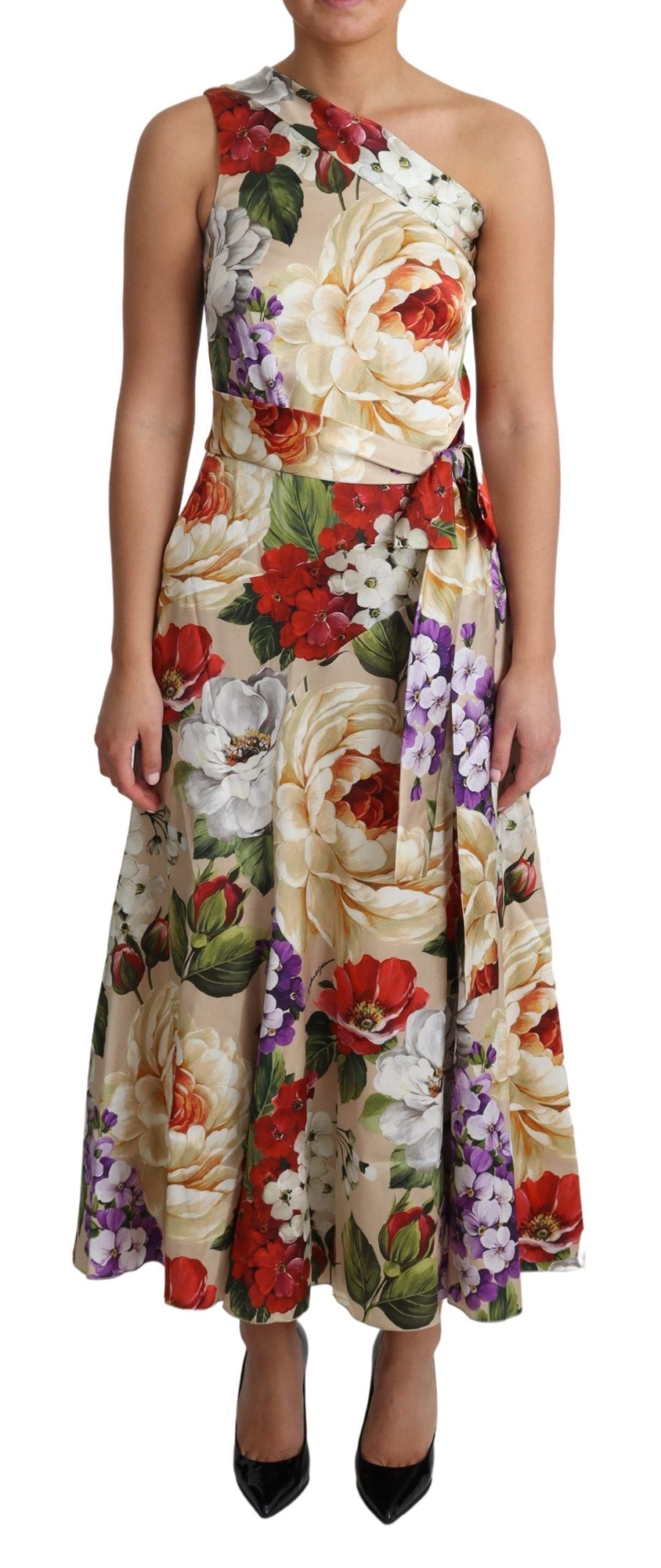Robe asymétrique Dolce &amp; Gabbana en soie stretch imprimée à fleurs