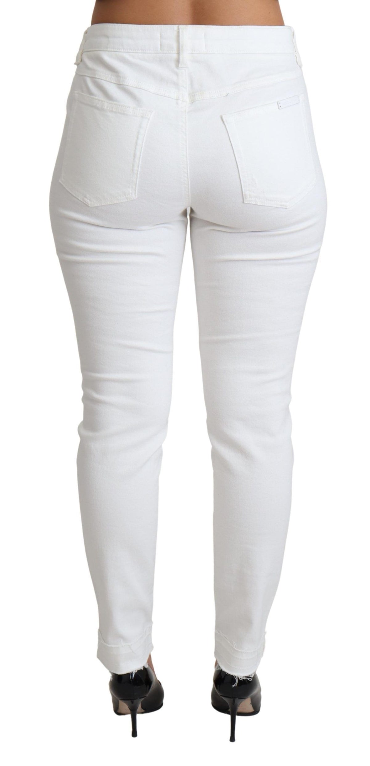 Jean skinny blanc déchiré en coton stretch Dolce &amp; Gabbana