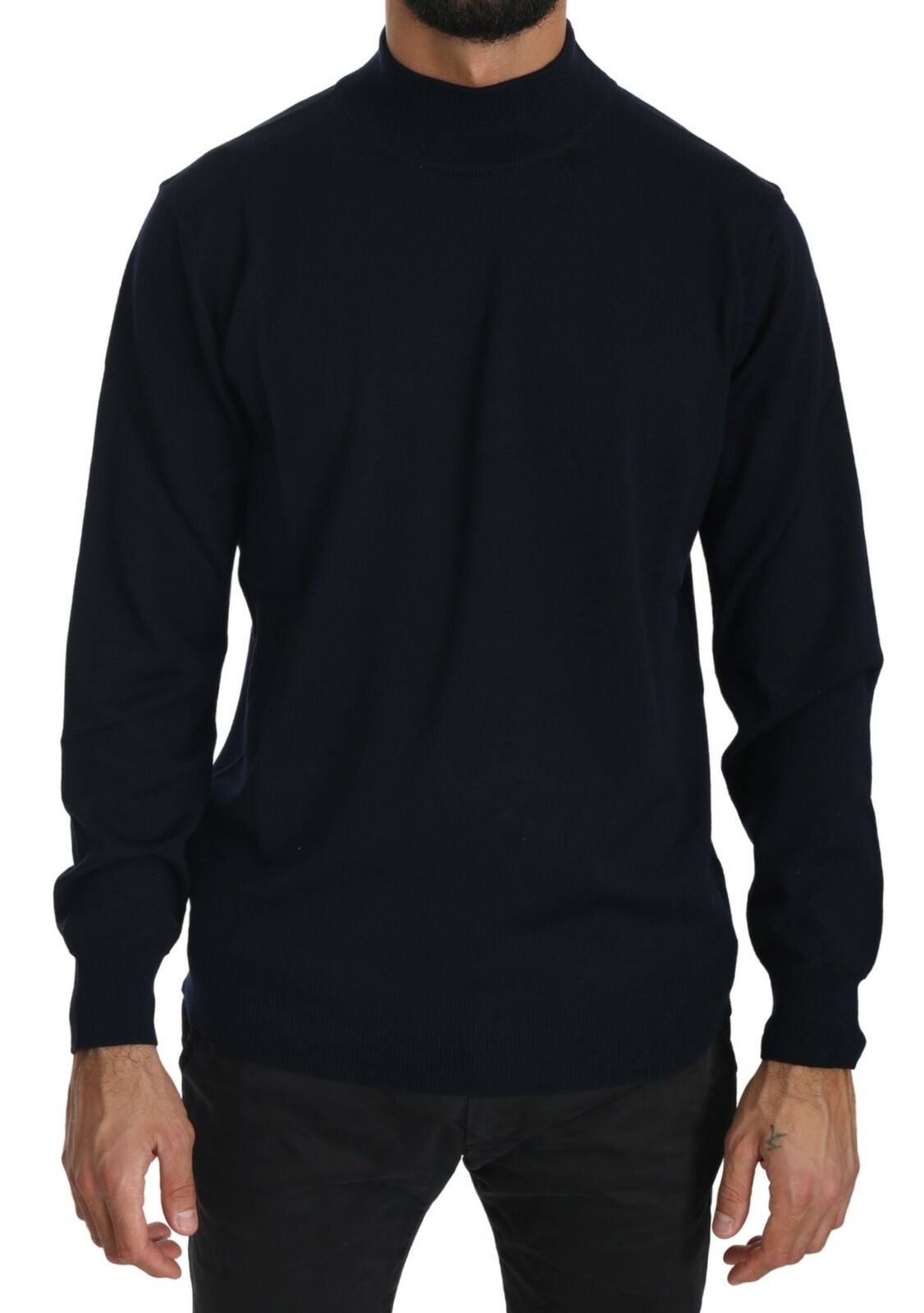Pull col rond bleu foncé MILA SCHÖN 100% laine