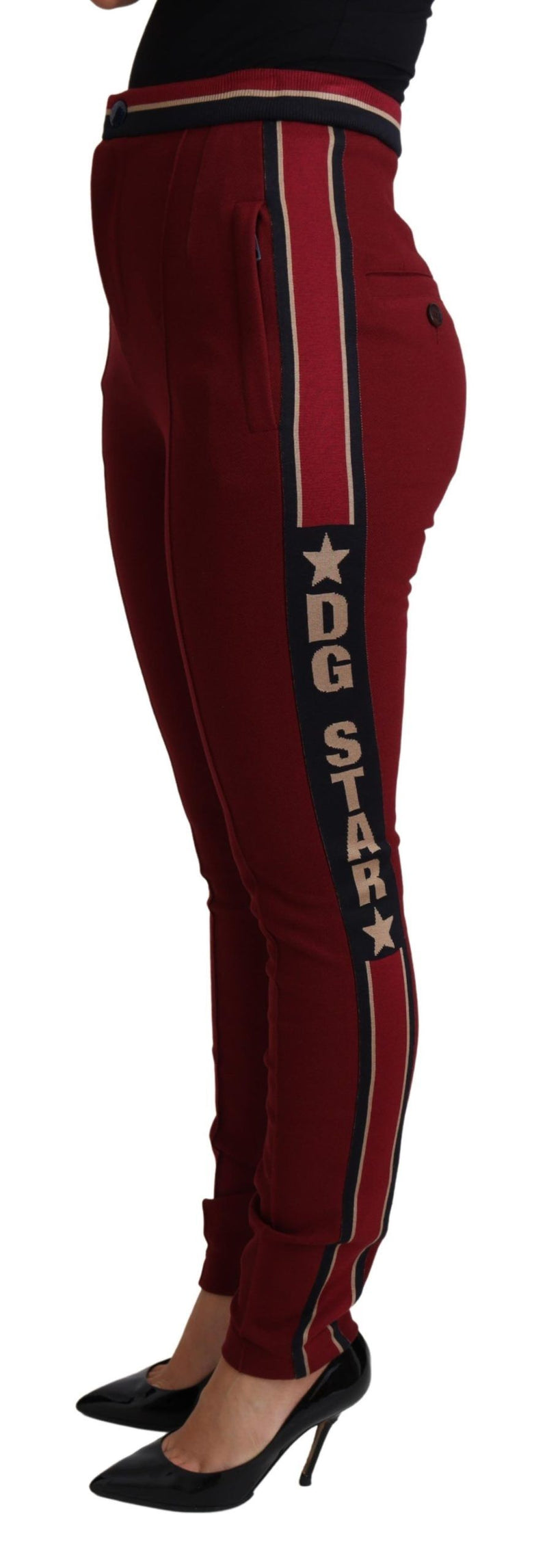 Pantalon skinny en coton rayé rouge Dolce &amp; Gabbana DG Star