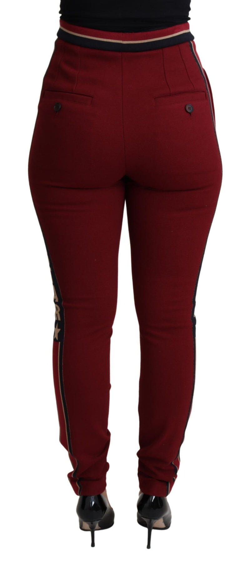 Pantalon skinny en coton rayé rouge Dolce &amp; Gabbana DG Star