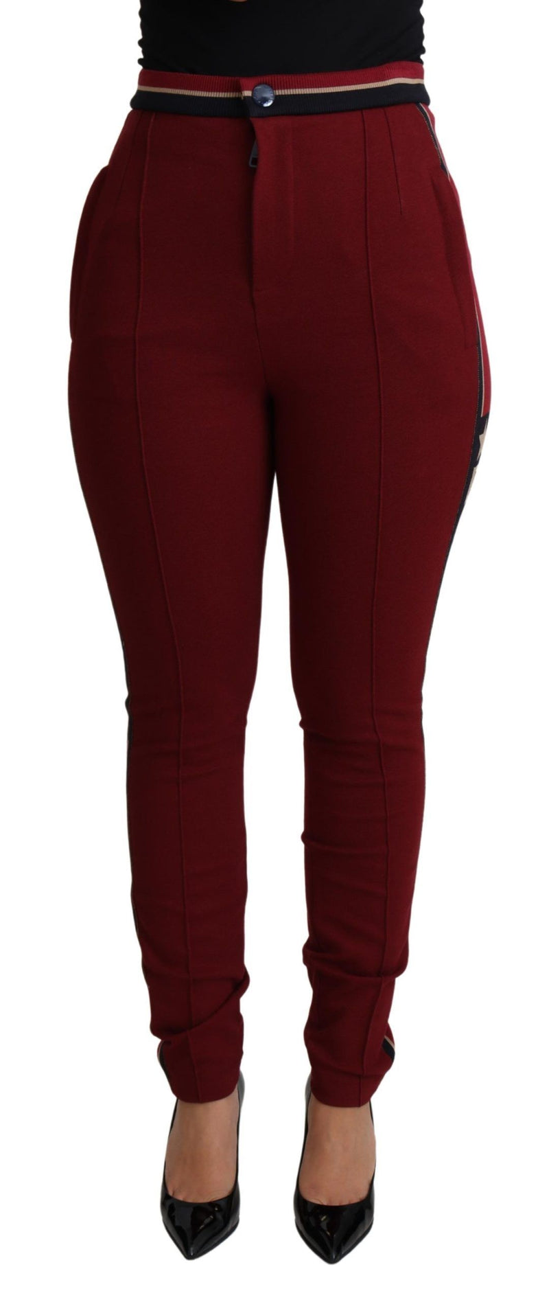 Pantalon skinny en coton rayé rouge Dolce &amp; Gabbana DG Star