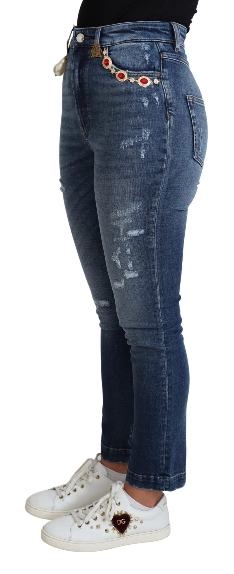 Jean skinny bleu orné Dolce &amp; Gabbana