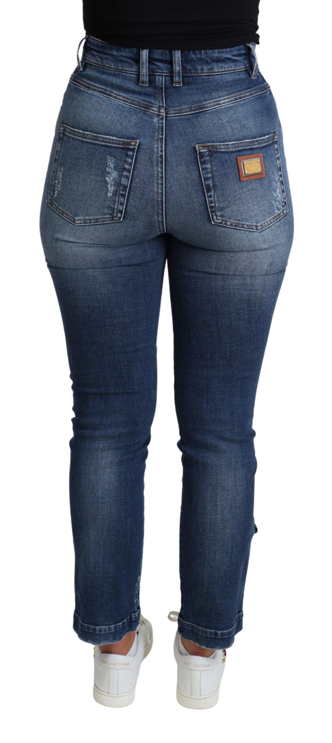 Jean skinny bleu orné Dolce &amp; Gabbana