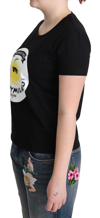 T-shirt noir en coton Moschino avec imprimé Sunny Milano