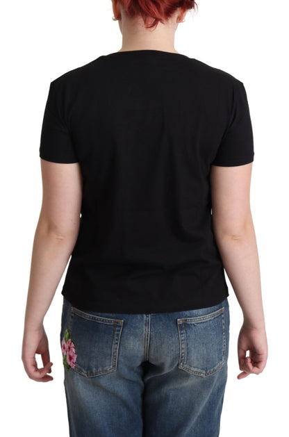 T-shirt noir en coton Moschino avec imprimé Sunny Milano