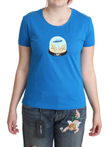 T-shirt Moschino en coton à manches courtes, bleu, imprimé.