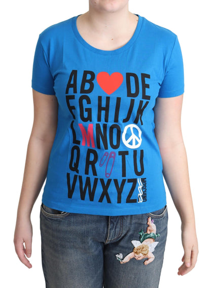 Tops en coton bleu Moschino à imprimé lettres de l'alphabet