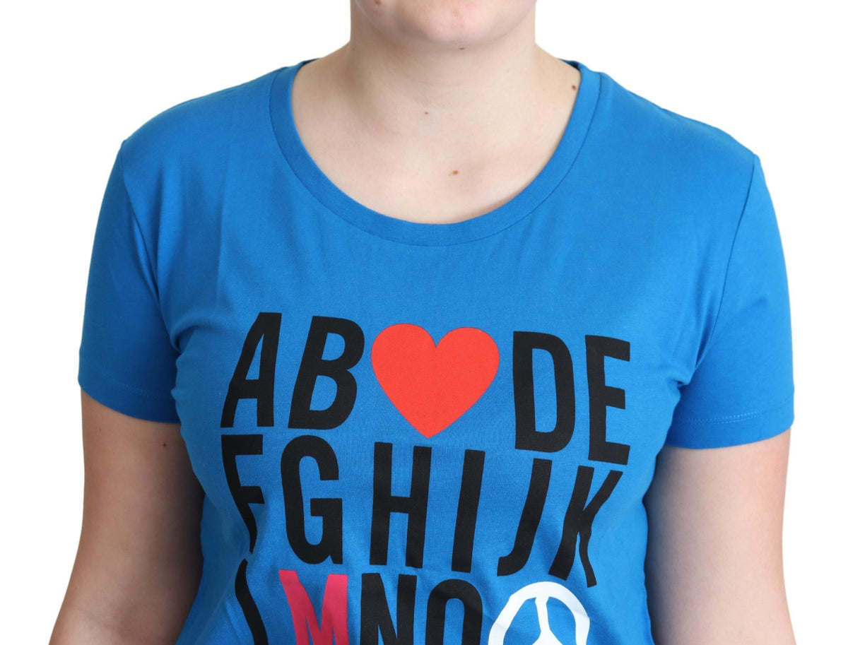 Tops en coton bleu Moschino à imprimé lettres de l'alphabet