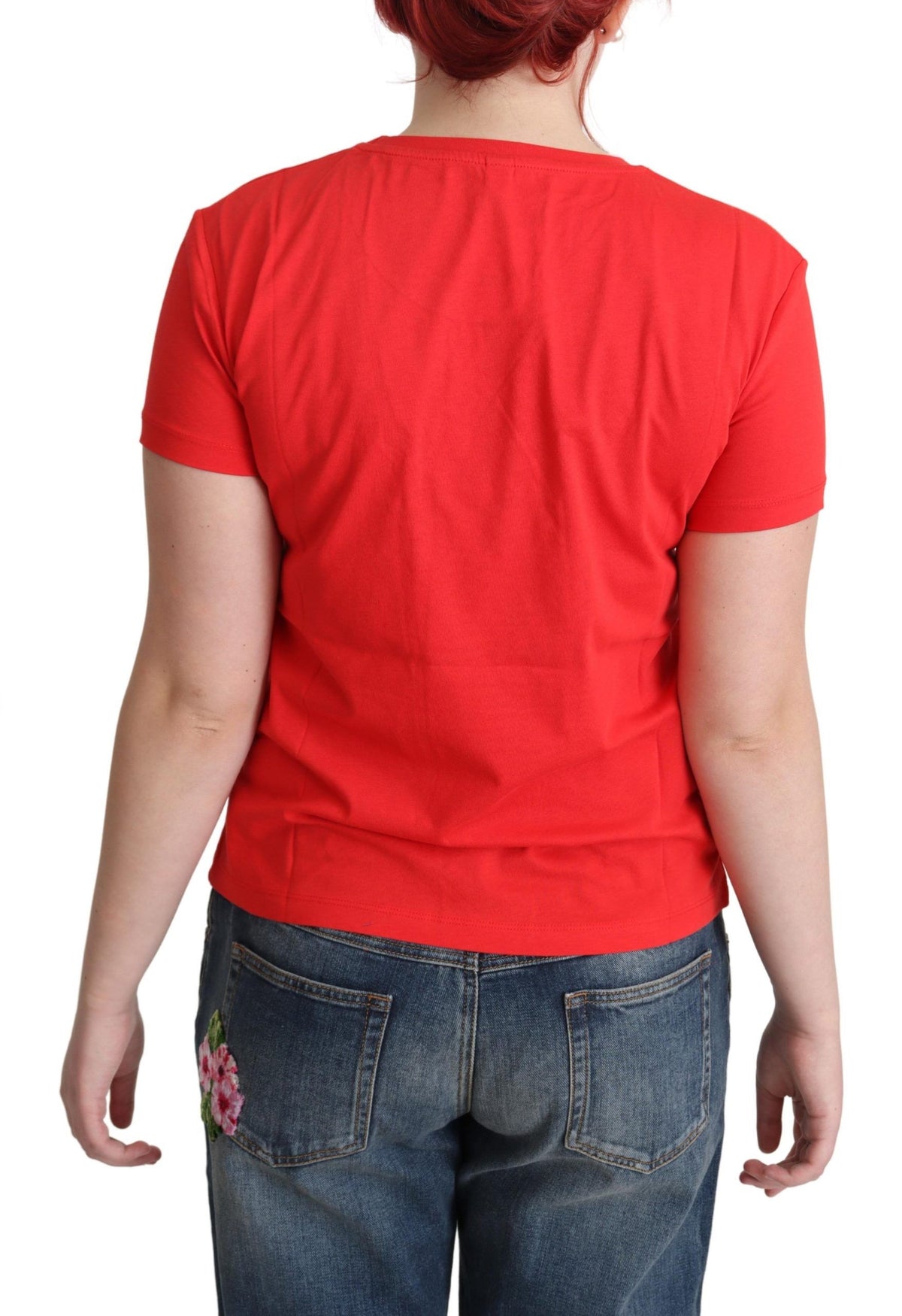 T-shirt à imprimé graphique triangulaire en coton rouge pour la baignade de la marque Moschino