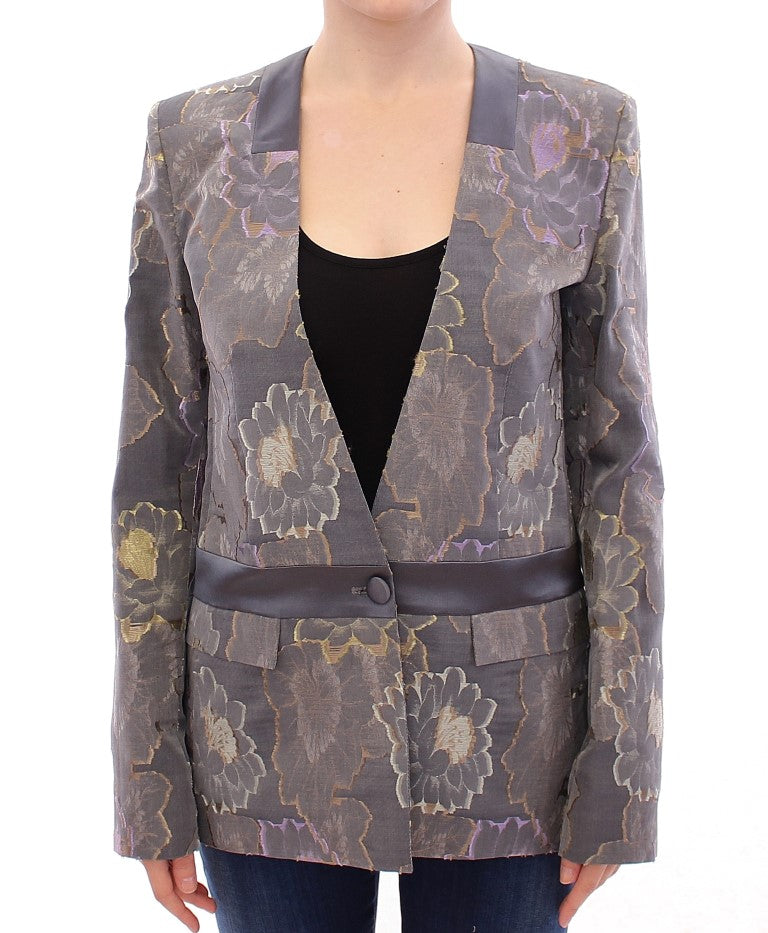 Blazer en coton et soie à motifs floraux multicolores de Roberto Fragata