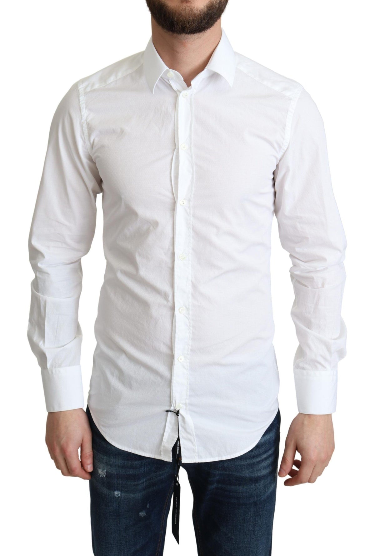 Chemise habillée homme en coton blanc à manches longues Dolce &amp; Gabbana