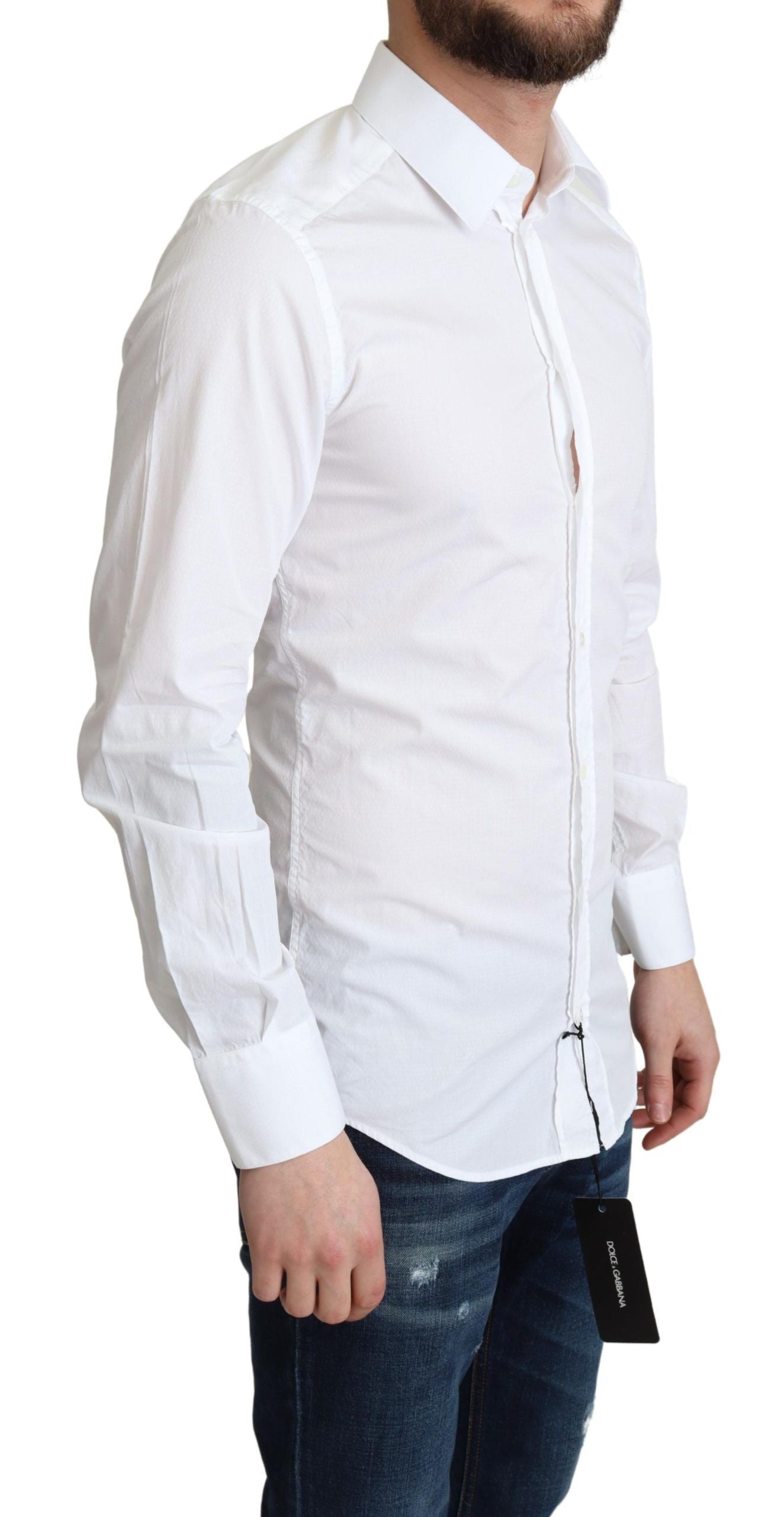 Chemise habillée homme en coton blanc à manches longues Dolce &amp; Gabbana