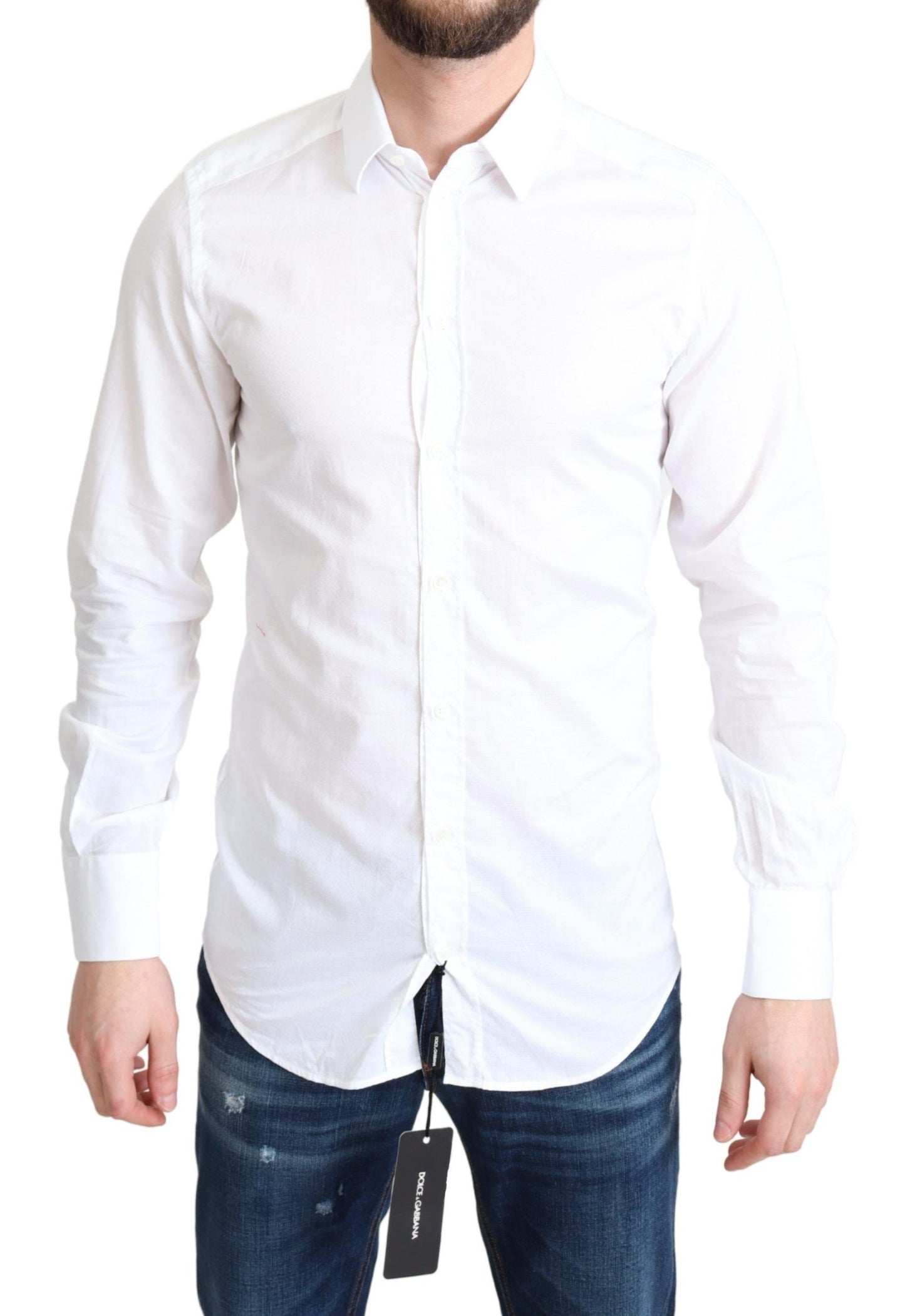 Chemise habillée à manches longues en coton blanc de Dolce &amp; Gabbana