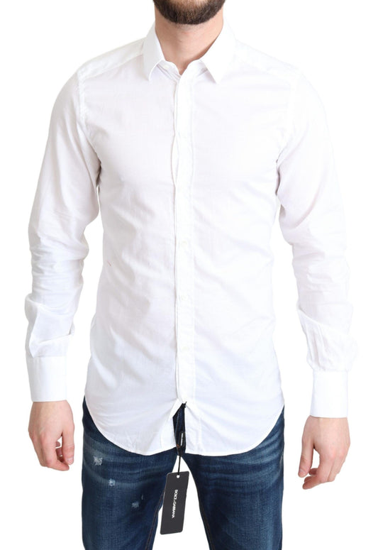 Chemise habillée à manches longues en coton blanc de Dolce &amp; Gabbana
