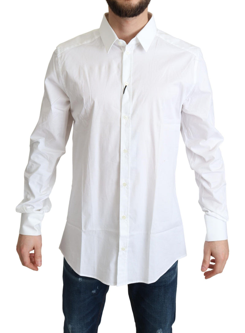 Dolce &amp; Gabbana Wit Katoenen Stretch Heren Formeel Overhemd