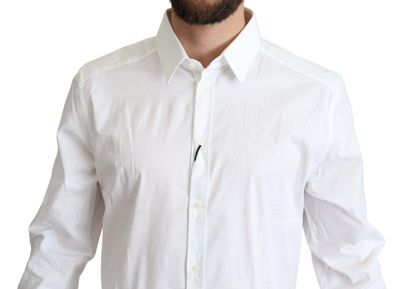 Dolce &amp; Gabbana Wit Katoenen Stretch Heren Formeel Overhemd