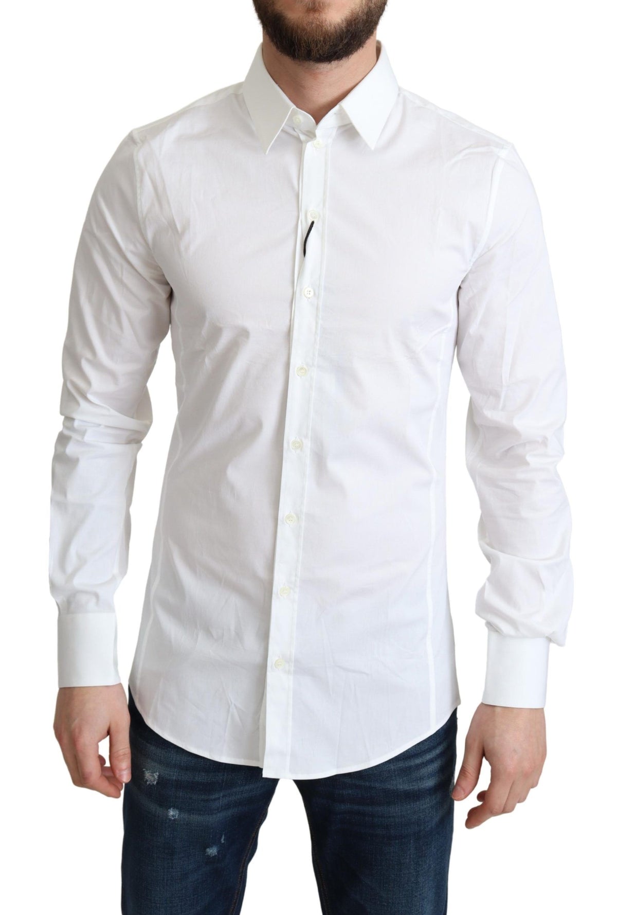 Chemise habillée Dolce &amp; Gabbana SICILIA en coton stretch blanc pour homme