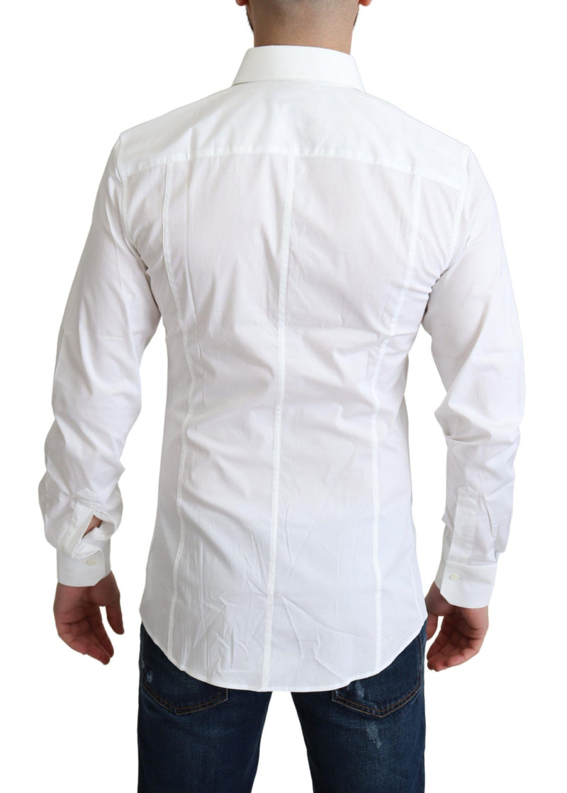 Dolce &amp; Gabbana Wit Katoenen Stretch Heren Formeel SICILIA Overhemd