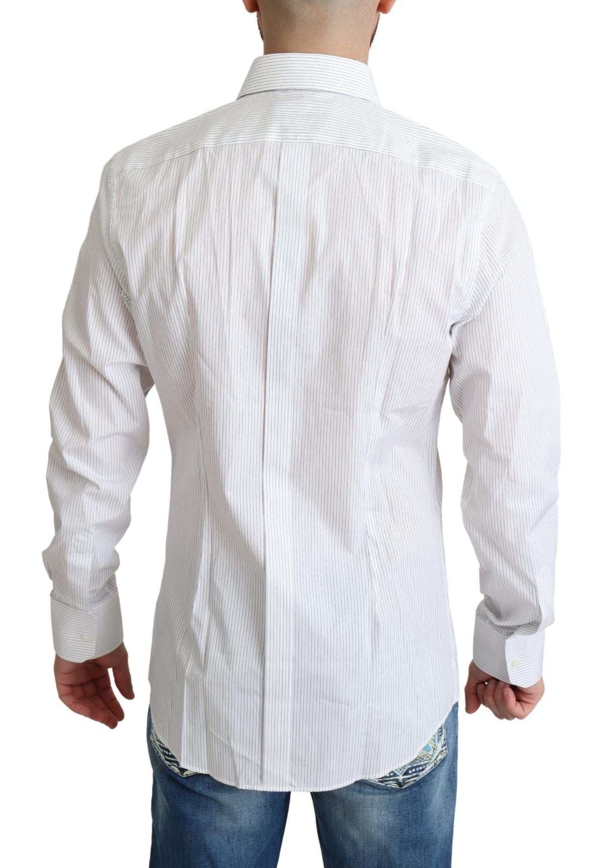 Chemise habillée en coton à rayures blanches Dolce &amp; Gabbana