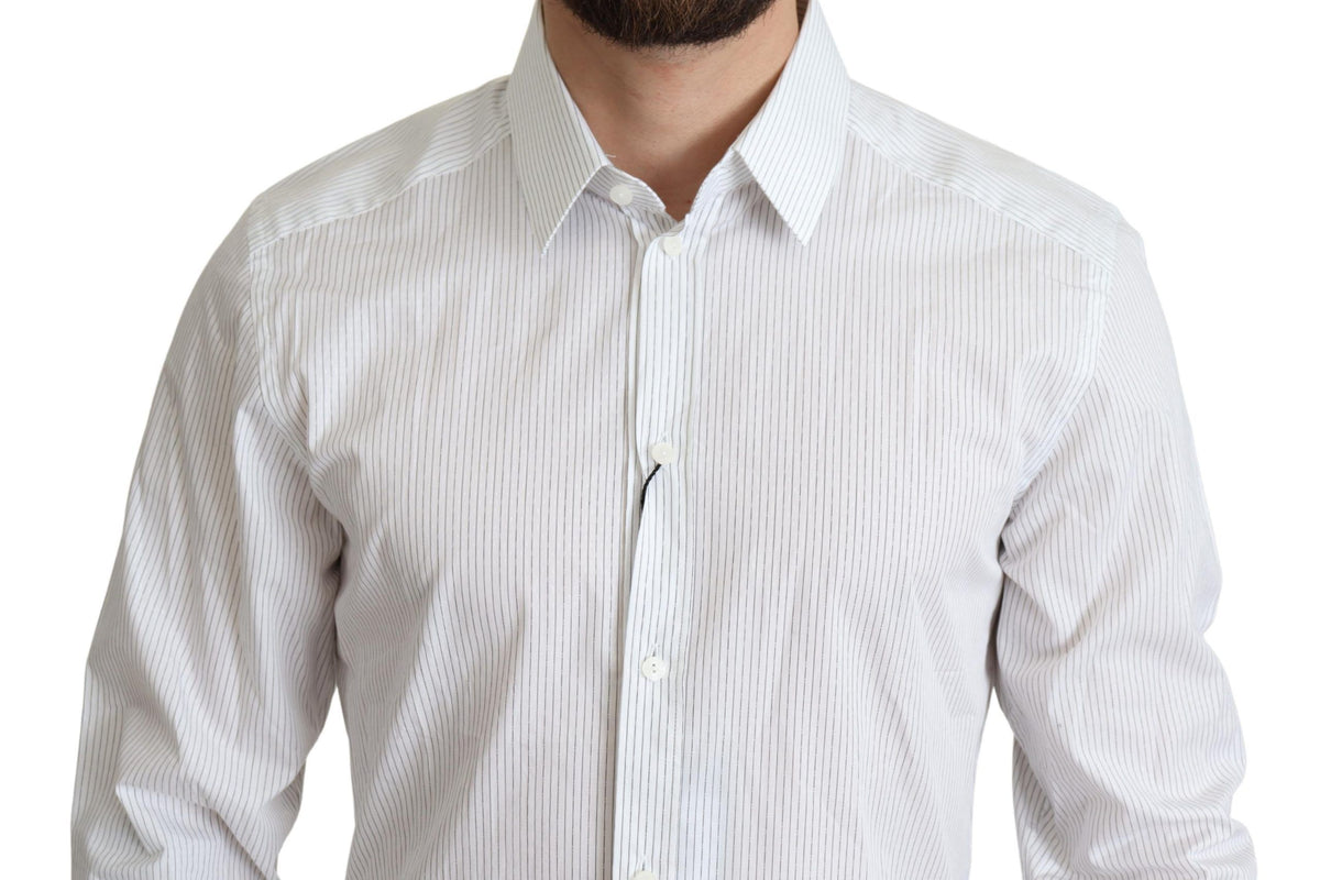 Chemise habillée en coton à rayures blanches Dolce &amp; Gabbana