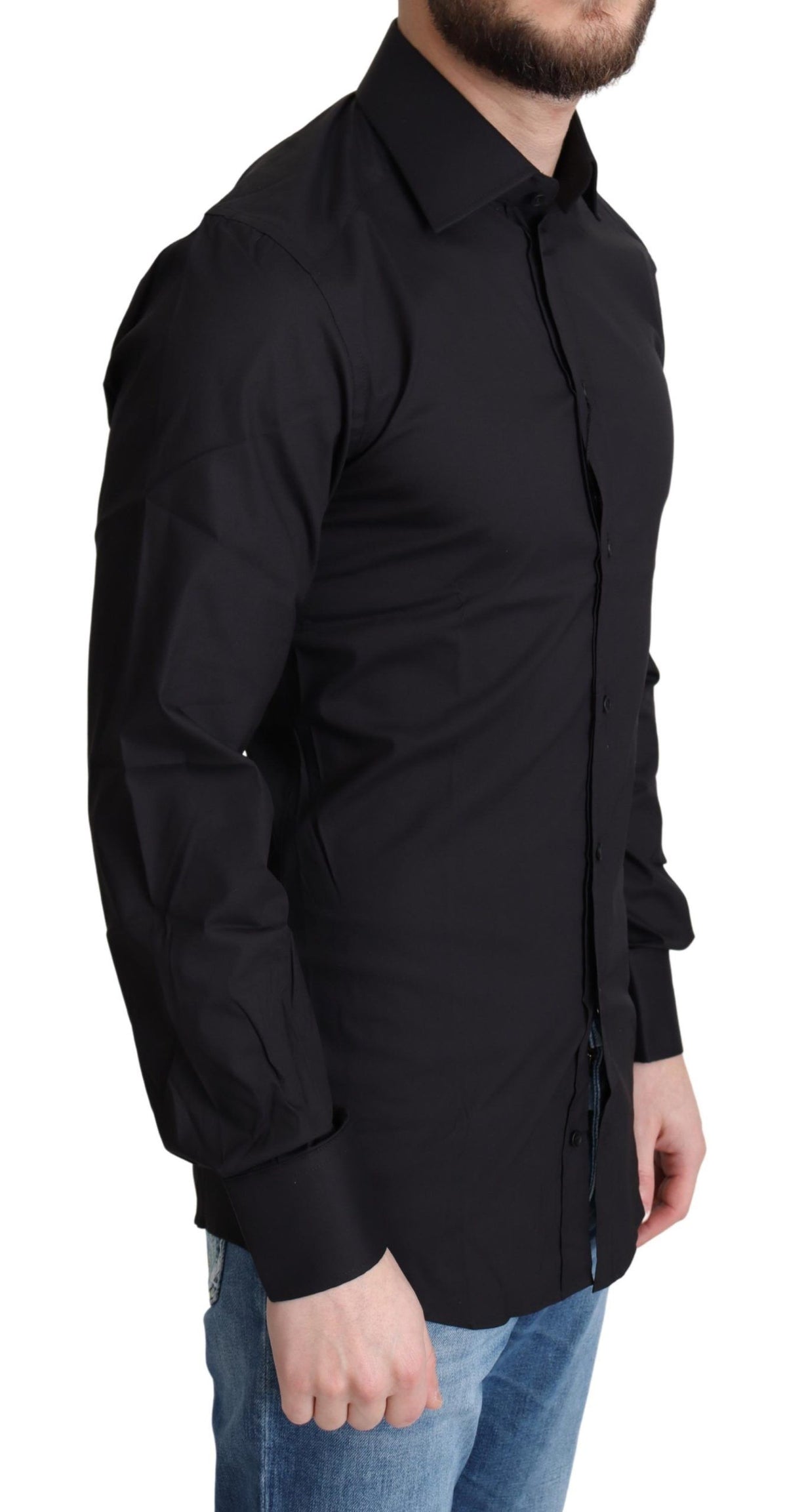 Chemise habillée noire en mélange de coton Dolce &amp; Gabbana