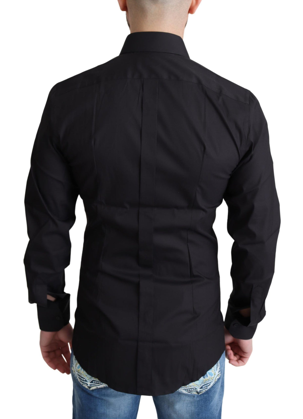 Chemise habillée noire en mélange de coton Dolce &amp; Gabbana