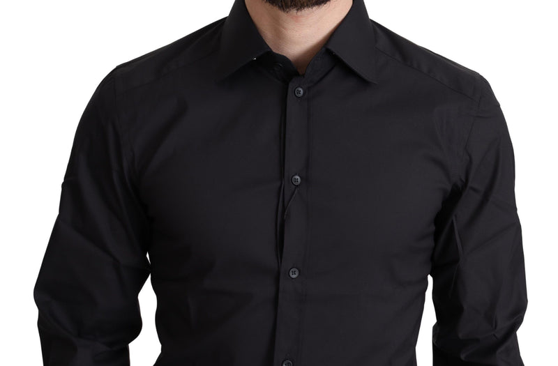Dolce &amp; Gabbana zwart formeel overhemd van katoenmix