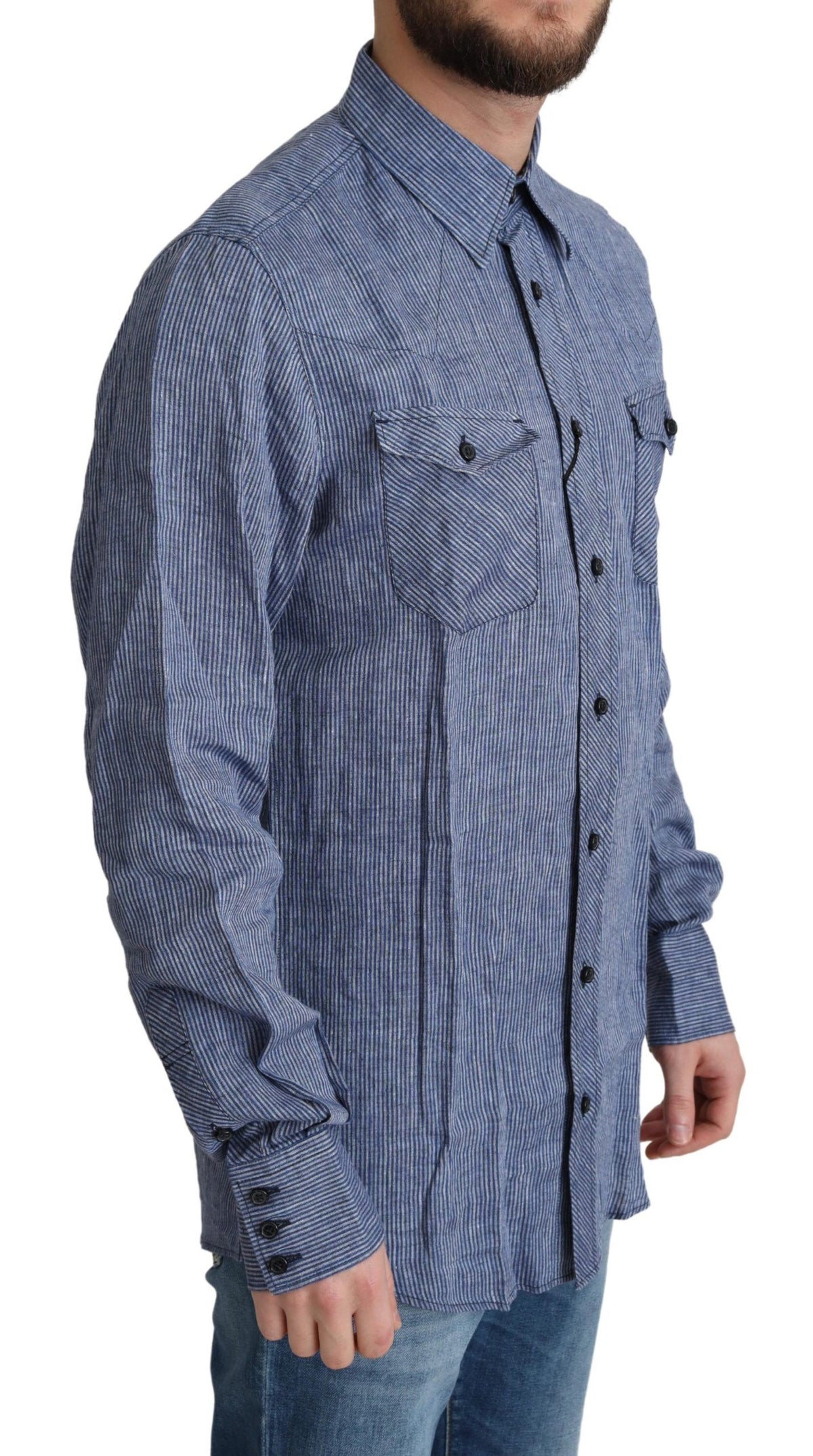Chemise décontractée à rayures bleues pour homme Dolce &amp; Gabbana