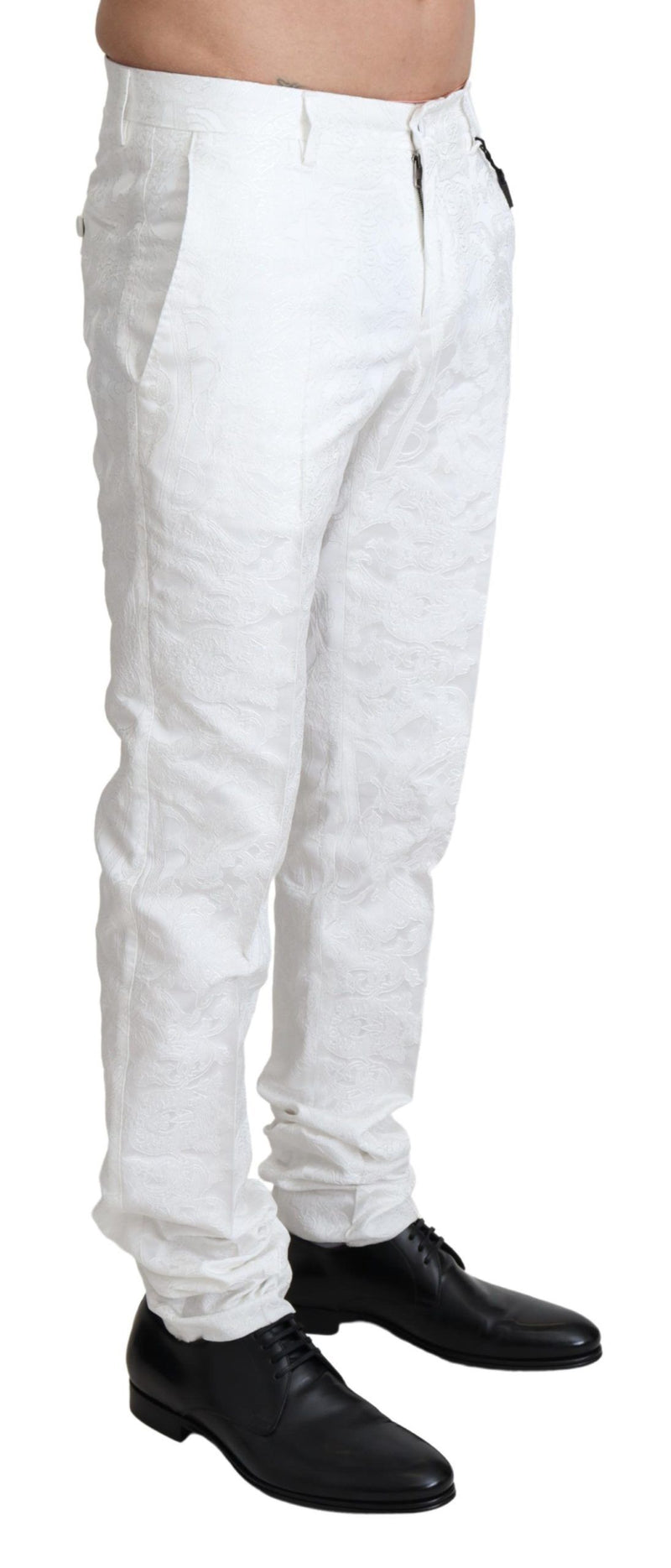 Dolce &amp; Gabbana Witte Brokaat Jaquard Jurk Broek
