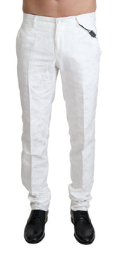 Pantalon habillé Dolce &amp; Gabbana en brocart jacquard blanc