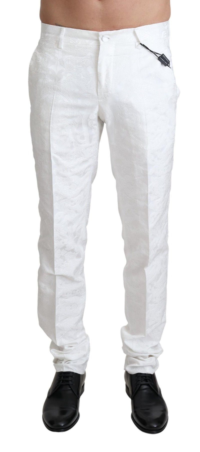 Dolce &amp; Gabbana Witte Brokaat Jaquard Jurk Broek