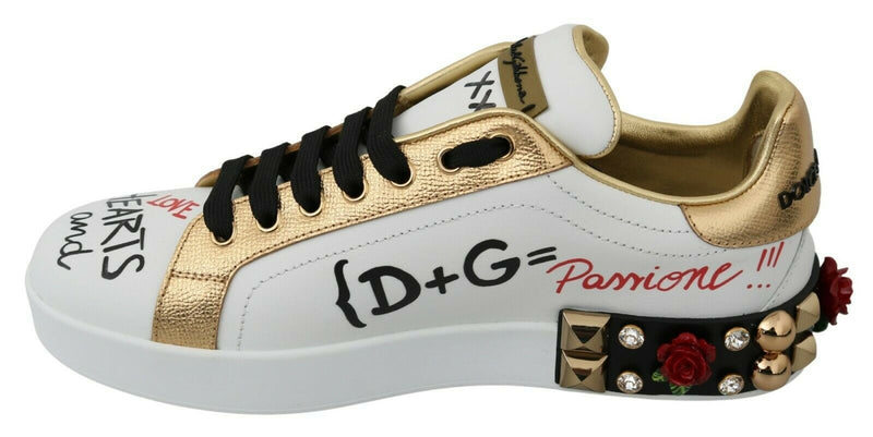 Baskets Dolce &amp; Gabbana blanches à sequins et cristaux pour femmes