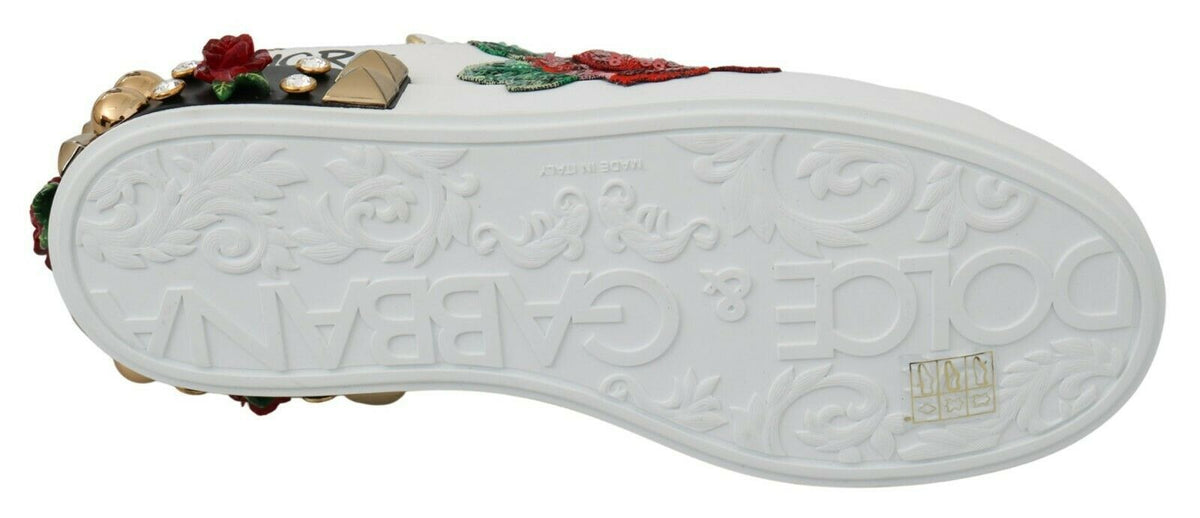 Baskets Dolce &amp; Gabbana blanches à sequins et cristaux pour femmes