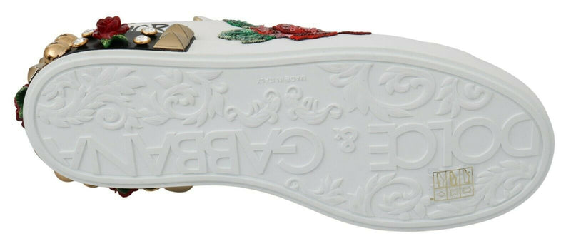 Baskets Dolce &amp; Gabbana blanches à sequins et cristaux pour femmes
