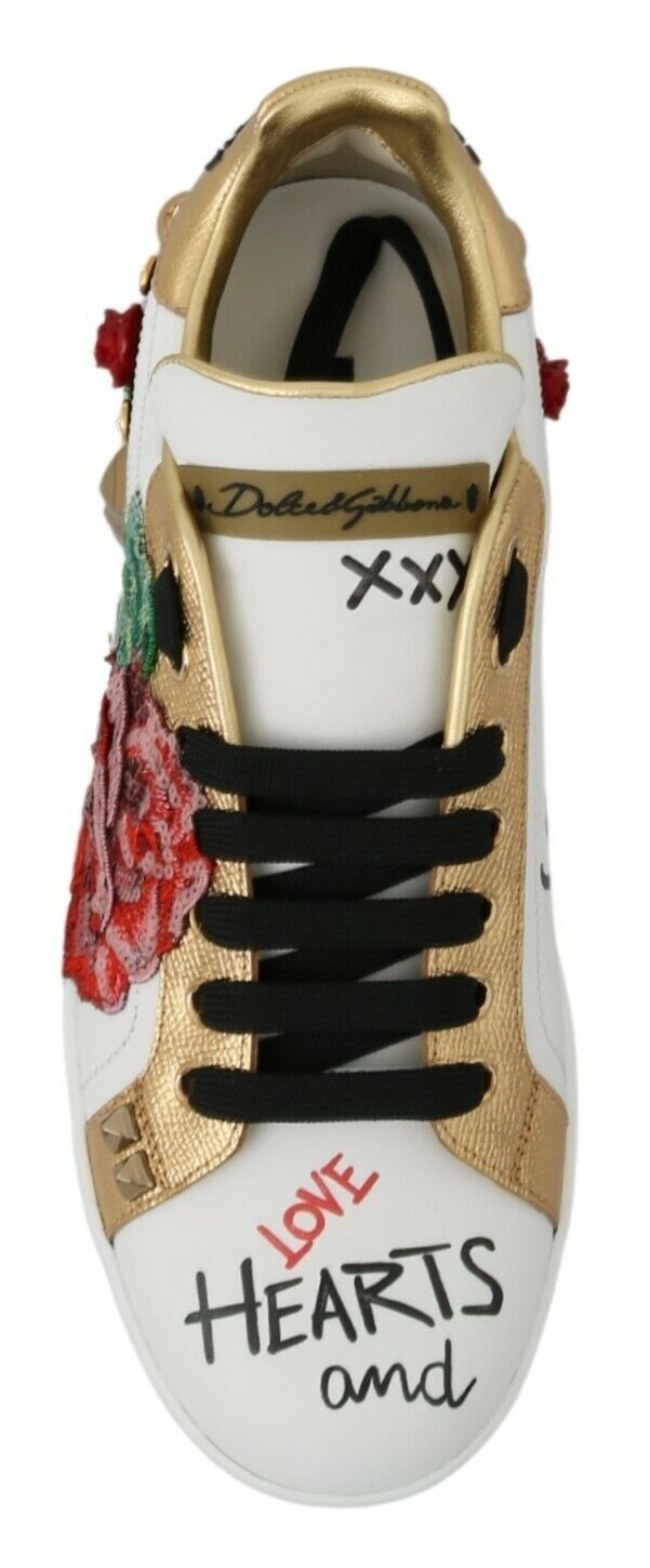 Baskets Dolce &amp; Gabbana blanches à sequins et cristaux pour femmes